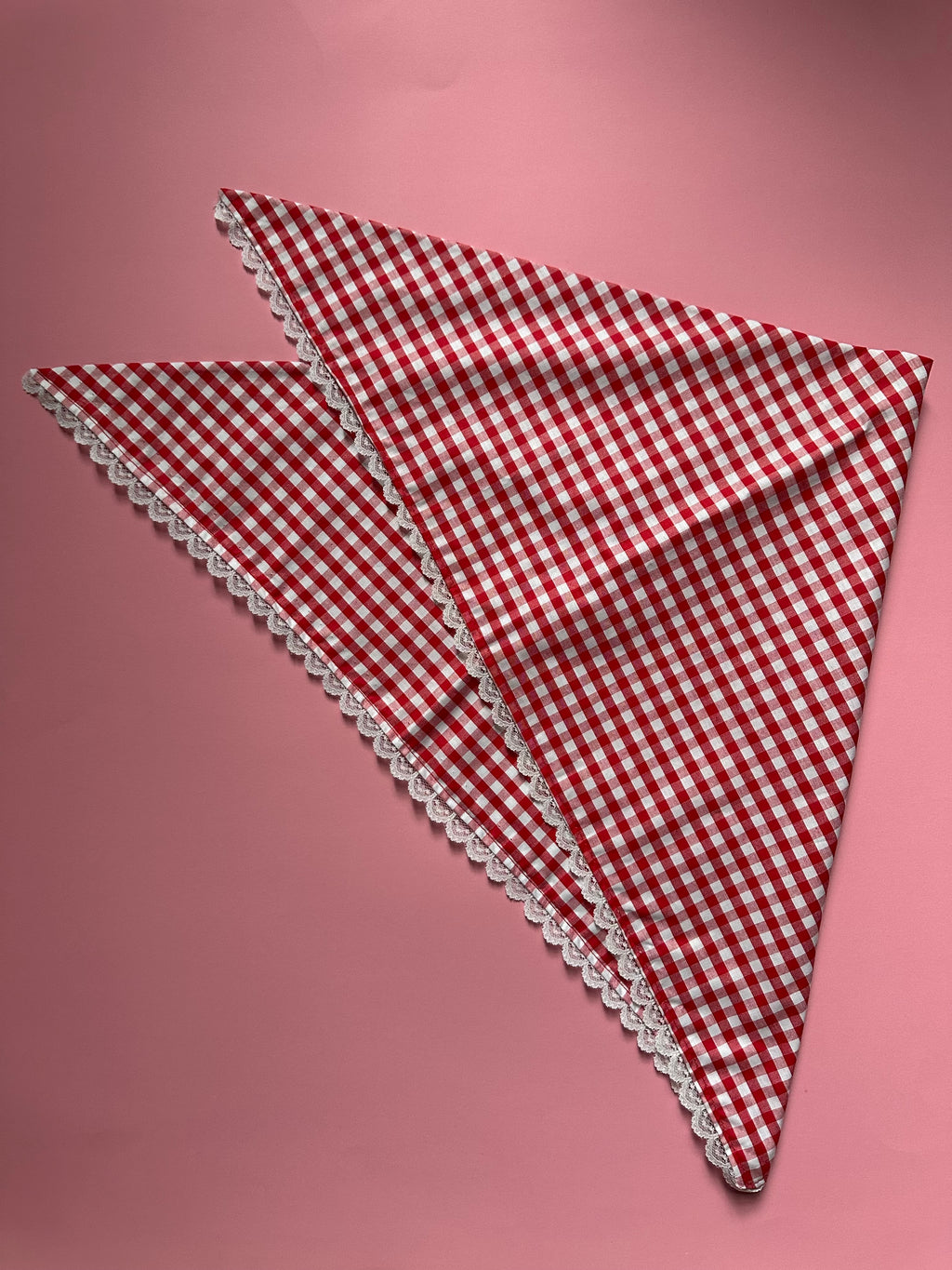 Foulard vichy rouge et blanc - deux exemplaires - Melanink