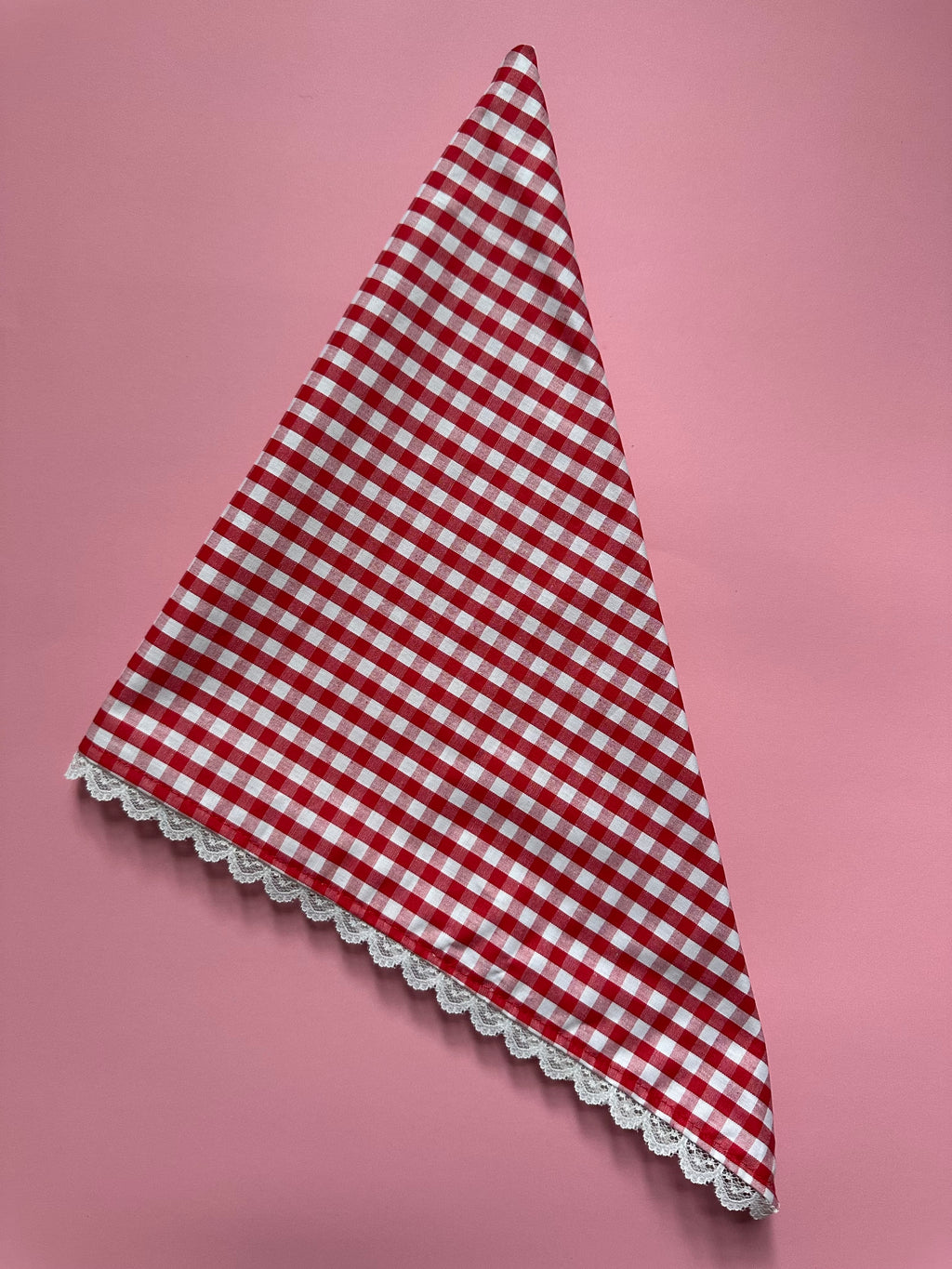 Foulard vichy rouge et blanc - vue à plat - Melanink