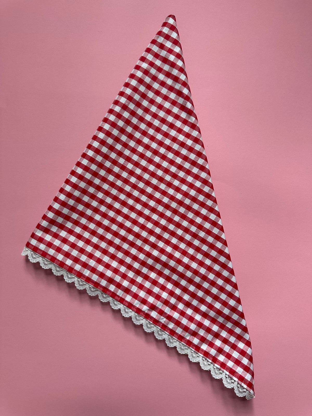 Foulard vichy rouge et blanc - vue à plat - Melanink
